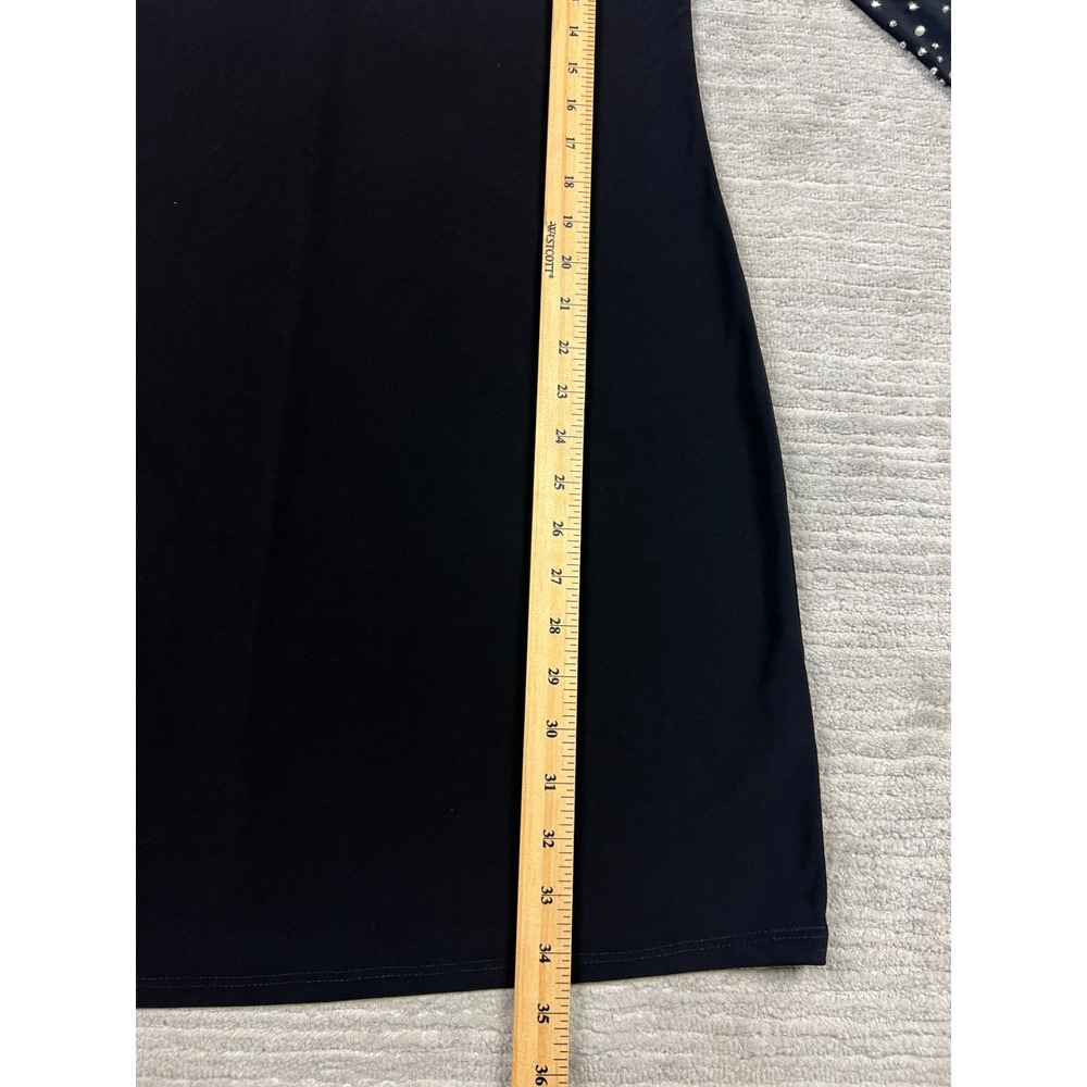 Chaus Black Pearl Rhinestone Embellished Sleeve Shift Dress Womens Large L USA - Picture 6 of 14